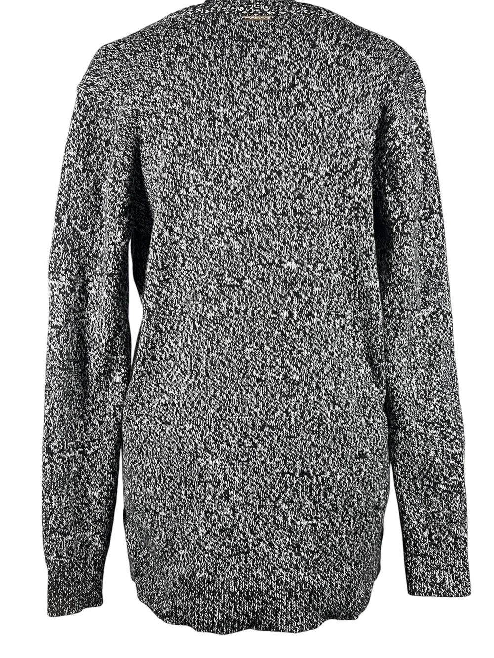 Michael Kors Black and White V-Neck Zipper Shoulder Sweater, Size Medium